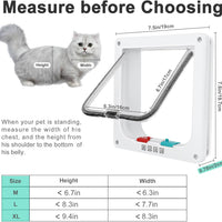 HKM-6452029 Weatherproof Cat Flap Door for Thin Windows and Sliding Doors with 4 Lock Modes