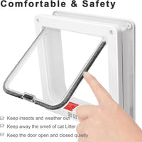 HKM-6452029 Weatherproof Cat Flap Door for Thin Windows and Sliding Doors with 4 Lock Modes