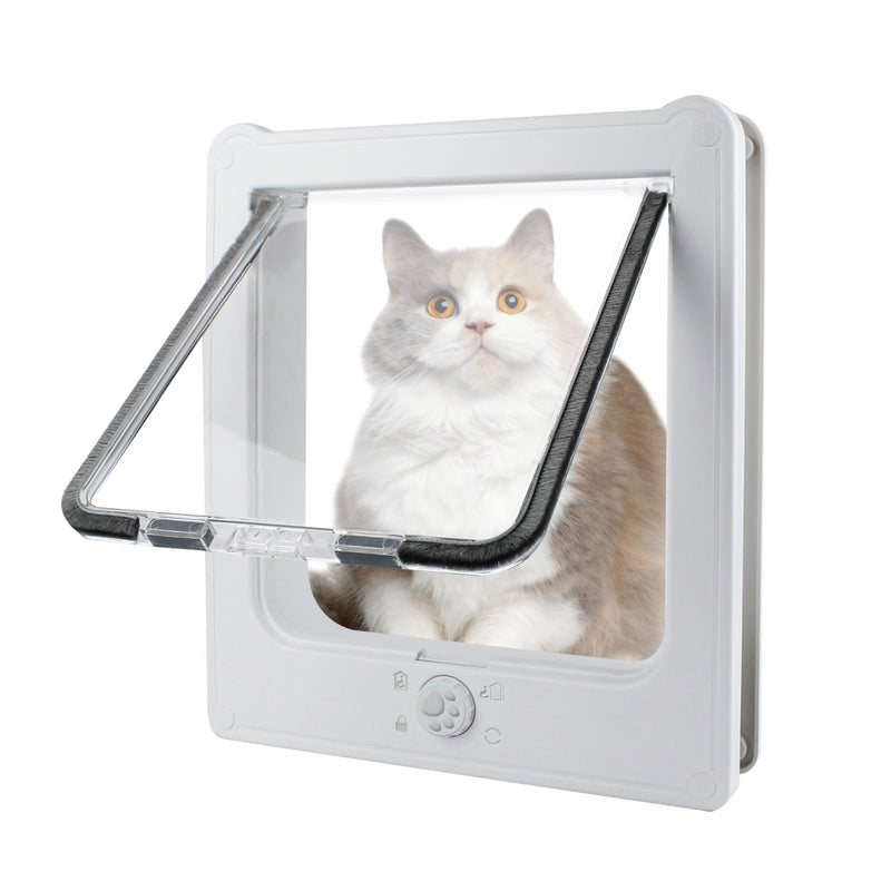 HKM-6452029 Weatherproof Cat Flap Door for Thin Windows and Sliding Doors with 4 Lock Modes