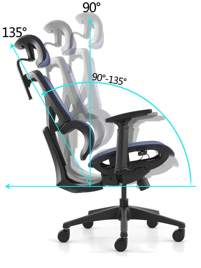 HKM-645203 Ergonomic Gaming Chair with Footrest, Black Mesh and Red Genuine Leather Upholstery