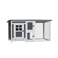 HKM-645267 Outdoor Chicken Hutch with Running Cage and Fir Wood Construction