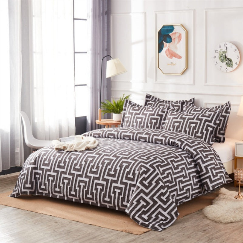 HKM-645267 Scandinavian Style Geometric 3D Three-Piece Duvet Cover Set in Various Colors