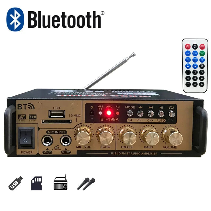 HKM-645459 Mini 12V Audio Power Amplifier with U Disk and Bluetooth Functionality