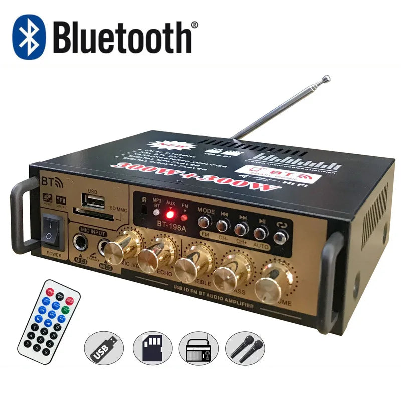 HKM-645459 Mini 12V Audio Power Amplifier with U Disk and Bluetooth Functionality