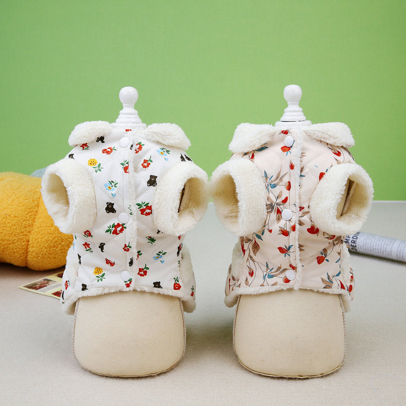 HKM-6454717 Cozy Autumn and Winter Cat Clothes in White and Pink, Available in Multiple Sizes