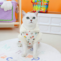 HKM-6454717 Cozy Autumn and Winter Cat Clothes in White and Pink, Available in Multiple Sizes