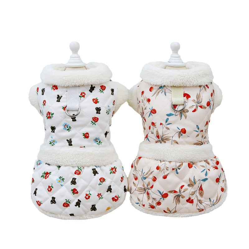 HKM-6454717 Cozy Autumn and Winter Cat Clothes in White and Pink, Available in Multiple Sizes