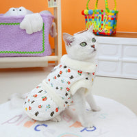 HKM-6454717 Cozy Autumn and Winter Cat Clothes in White and Pink, Available in Multiple Sizes