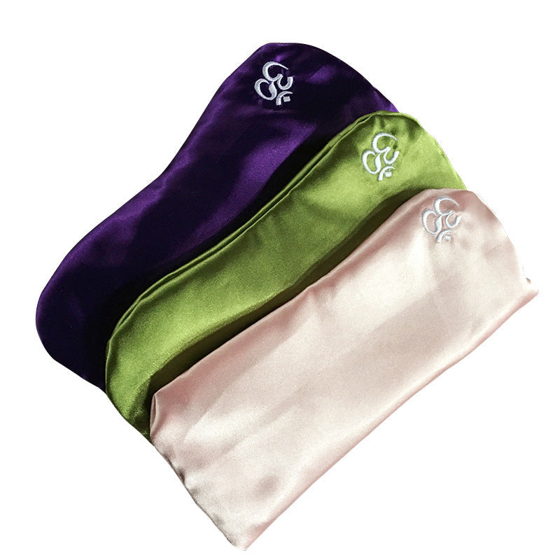 HKM-645523 Lightweight Silk Eye Pillow for Relaxation and Dark Circle Reduction - 25x4.5 cm in Pink, Purple or Green