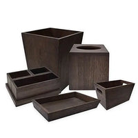 HKM-645523 Real Wood Bathroom Set - Natural Finish Wooden Accessories for Home Decor