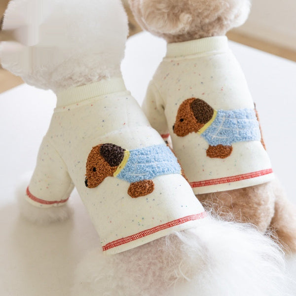 HKM-6455613 Warm VIP Teddy Pet Brushed Hoody for Autumn and Winter in White, Sizes 2XS to 3XL