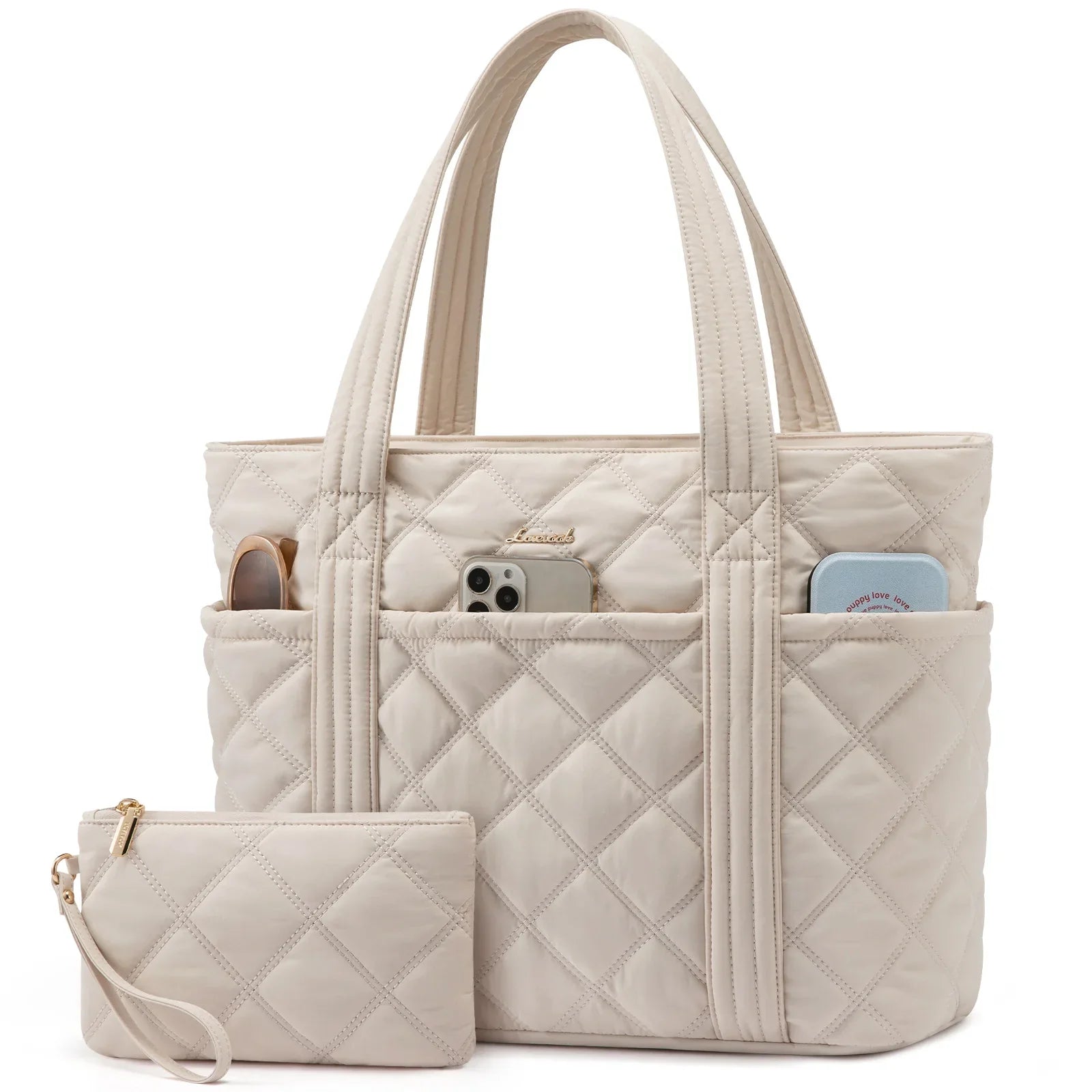 HKM-645651 Puffer Tote Bag for Travel, Work, Gym, and Nursing with Large Capacity for Laptops and Essentials