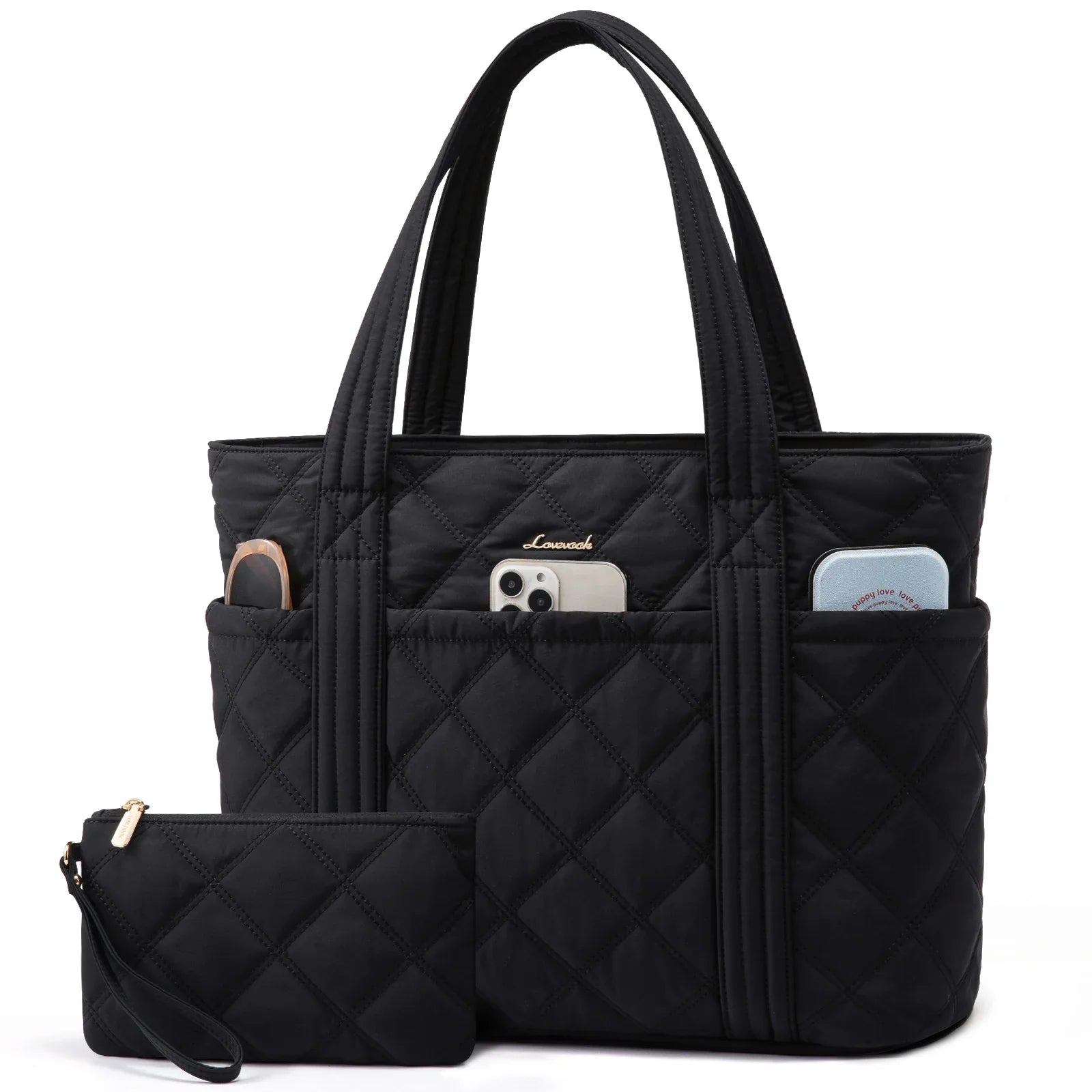 HKM-645651 Puffer Tote Bag for Travel, Work, Gym, and Nursing with Large Capacity for Laptops and Essentials