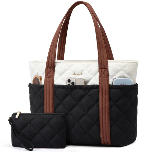 HKM-645651 Puffer Tote Bag for Travel, Work, Gym, and Nursing with Large Capacity for Laptops and Essentials
