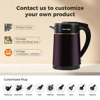 HKM-645715 Fast Heating Stainless Steel Electric Kettle for Family Use, 4-6 Minute Boiling Time