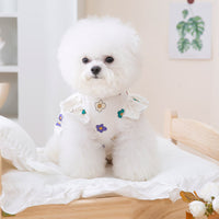 HKM-6457917 Lightweight Pet Dress with Cute Flower Print - Pure White, Multiple Sizes Available