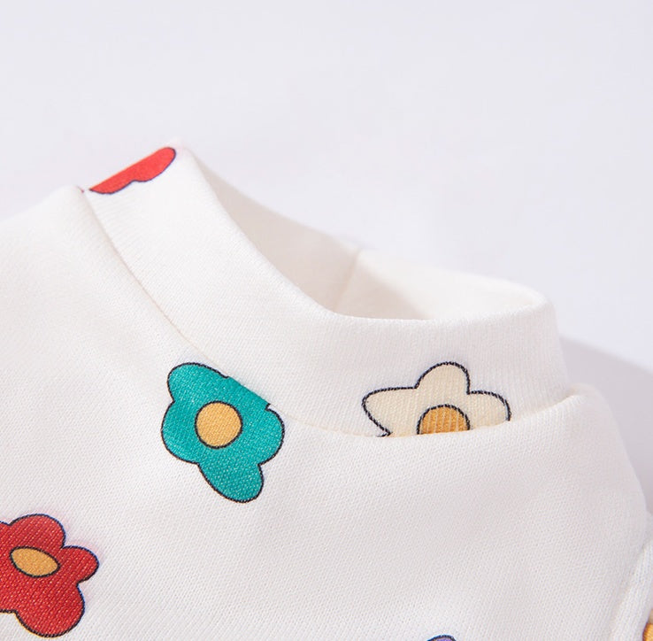 HKM-6457917 Lightweight Pet Dress with Cute Flower Print - Pure White, Multiple Sizes Available