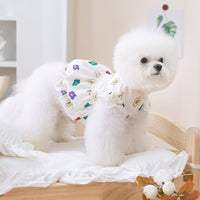 HKM-6457917 Lightweight Pet Dress with Cute Flower Print - Pure White, Multiple Sizes Available