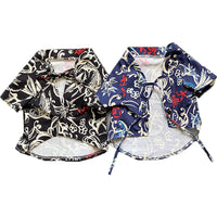 HKM-6458685 Cotton Shiba Inu Pet Kimono in Blue and Black - Stylish, Comfortable Casual Wear for Dogs