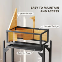 HKM-6459965 Wooden Tortoise Habitat with Storage Shelf, Clear Windows, Openable Top, Lamp Holder, Durable Yellow Finish