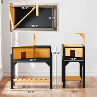 HKM-6459965 Wooden Tortoise Habitat with Storage Shelf, Clear Windows, Openable Top, Lamp Holder, Durable Yellow Finish