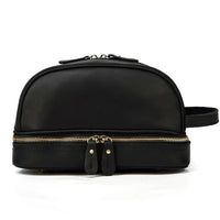 HKM-646163 Eco-Friendly Handmade Leather Travel Cosmetic Toiletry Bag with Zipper Closure