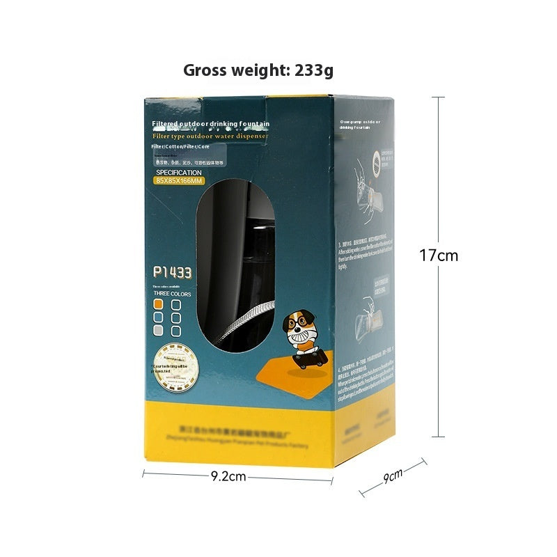 HKM-6462141 Pet Portable Water Bottle with Fountain ¨C 450ml Gray Travel Cup