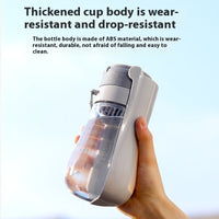 HKM-6462141 Pet Portable Water Bottle with Fountain ¨C 450ml Gray Travel Cup
