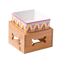 HKM-6462269 Large Capacity Ceramic Pet Bowl with Stand - Available in Various Colors and Shapes