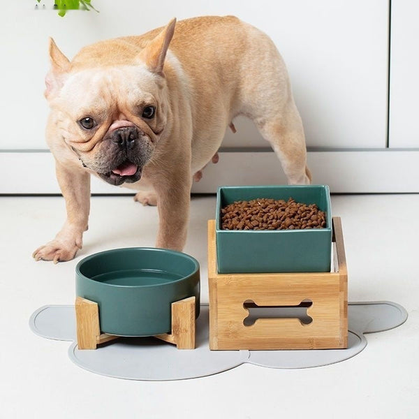 HKM-6462269 Large Capacity Ceramic Pet Bowl with Stand - Available in Various Colors and Shapes