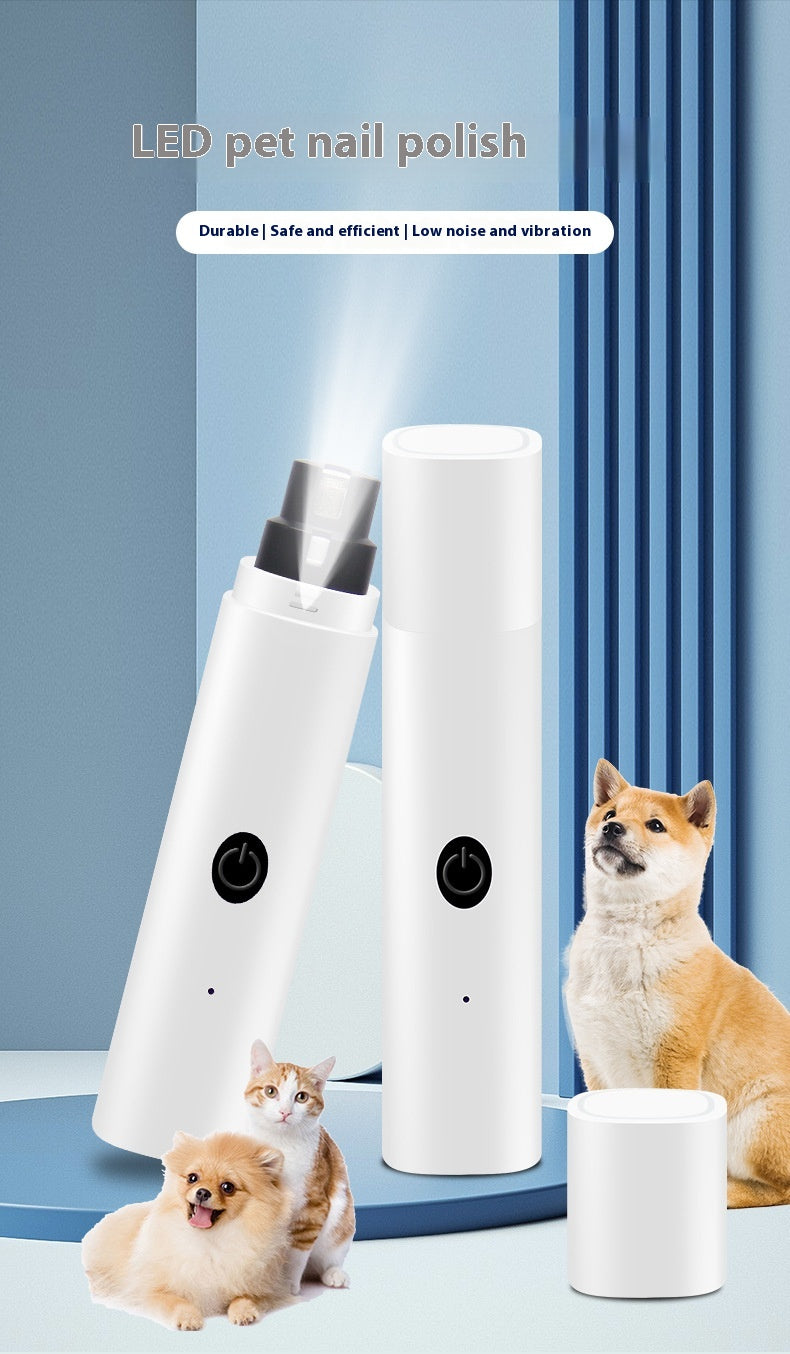 HKM-6463549 Rechargeable Electric Pet Nail Piercing Device with Light for Dogs - Available in White, Blue, and Pink