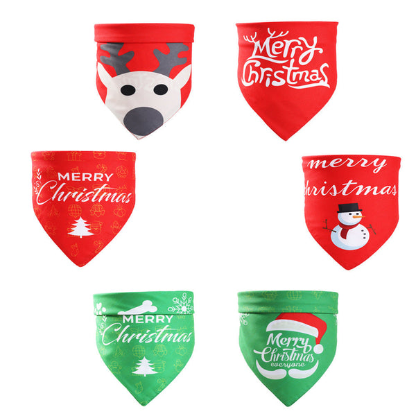 HKM-6463677 Pet Triangle Towel for Dogs - Reversible Polyester Saliva Towel in Festive Patterns