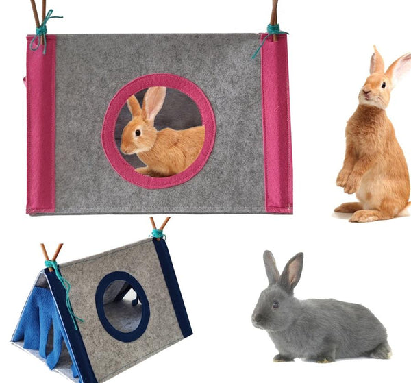 HKM-646419 Cozy Medium-Felt Corner House Tent for Small Pets - Blue, Pink, Christmas Green & Blue Options