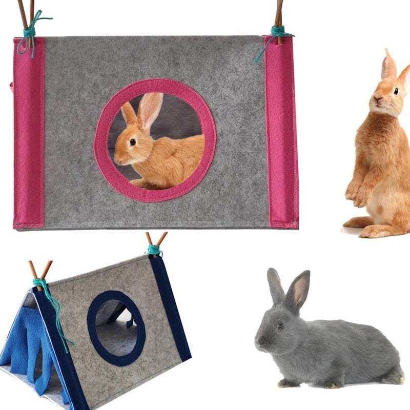 HKM-646419 Cozy Medium-Felt Corner House Tent for Small Pets - Blue, Pink, Christmas Green & Blue Options