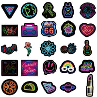 HKM-646419 Vibrant 50-Pack Neon Graffiti Stickers - Waterproof Decorative Vinyl Stickers for Laptops, Skateboards, and More