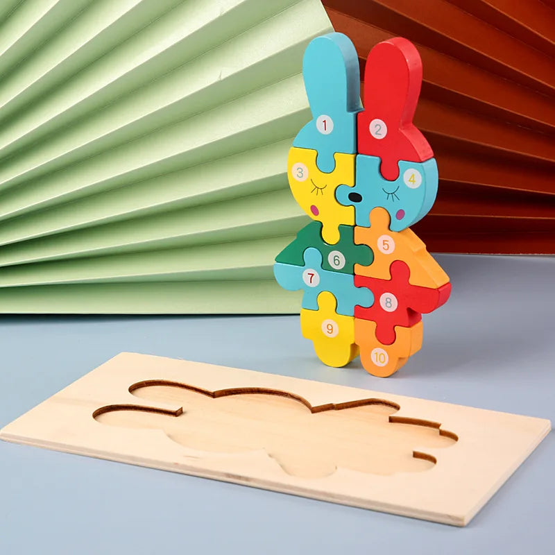 HKM-646547 Wooden 3D Puzzle Game for Children - Montessori Educational Jigsaw Learning Toy