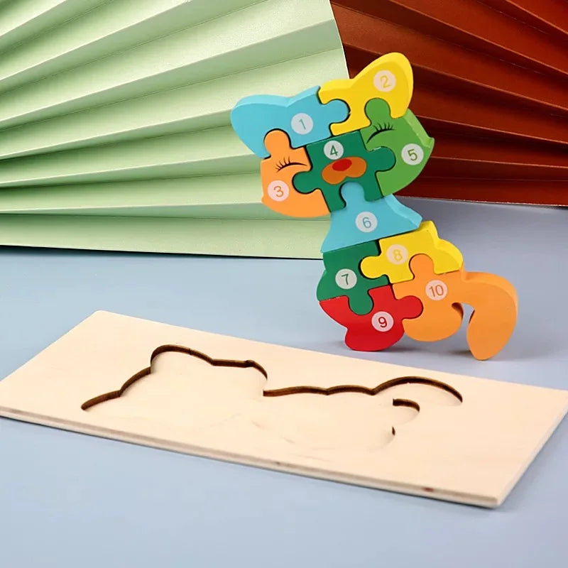 HKM-646547 Wooden 3D Puzzle Game for Children - Montessori Educational Jigsaw Learning Toy
