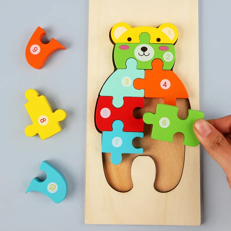 HKM-646547 Wooden 3D Puzzle Game for Children - Montessori Educational Jigsaw Learning Toy