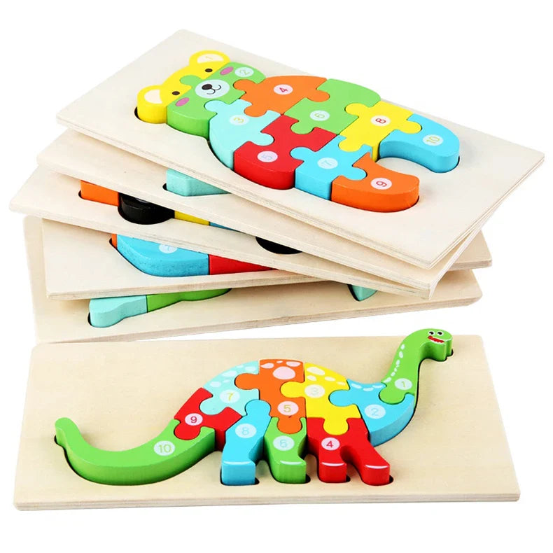 HKM-646547 Wooden 3D Puzzle Game for Children - Montessori Educational Jigsaw Learning Toy