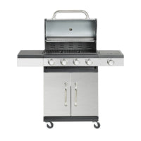 HKM-646611 4-Burner Portable Propane Gas Grill with Trolley for Outdoor Cooking
