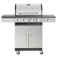 HKM-646611 4-Burner Portable Propane Gas Grill with Trolley for Outdoor Cooking