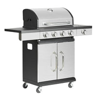 HKM-646611 4-Burner Portable Propane Gas Grill with Trolley for Outdoor Cooking