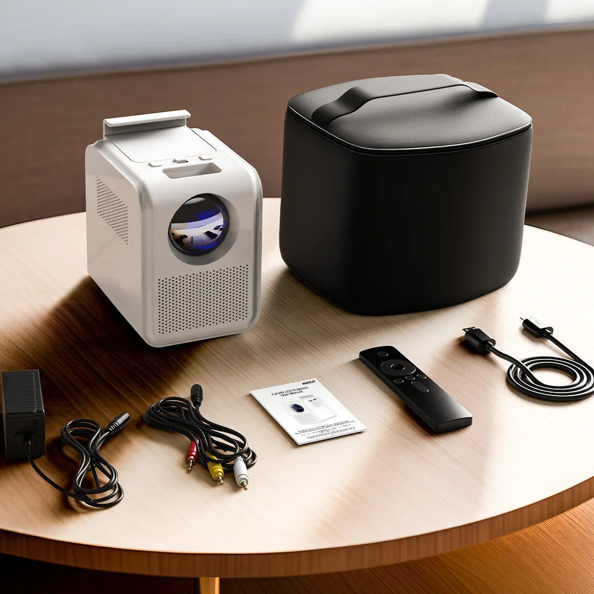 HKM-646611 Portable 4K Projector with Built-in Battery for Home, Office, and Outdoor Use, 3D & HD Compatible