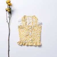 HKM-6466621 Bichon Teddy Dog Skirt in Yellow and Pink Flower Patterns for Spring and Summer