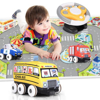 HKM-646675 Soft RC Cloth Car Toy with Play Mat - Washable Remote Control Police Car for Ages 5 and Up