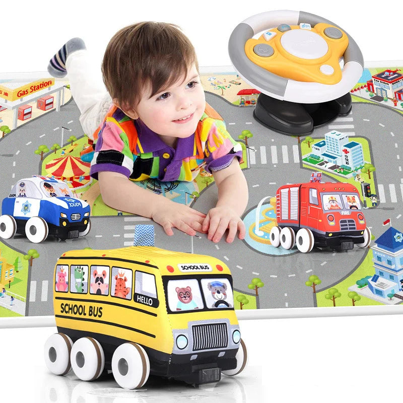 HKM-646675 Soft RC Cloth Car Toy with Play Mat - Washable Remote Control Police Car for Ages 5 and Up