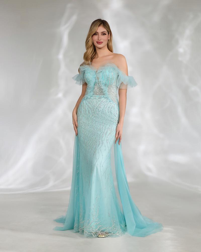 HKM-646803 Elegant Blue Evening Dress for Women - EZ25146
