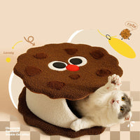 HKM-6469309 Cozy Sandwich Cookie-Shaped Cat Bed for Warm Autumn and Winter Comfort