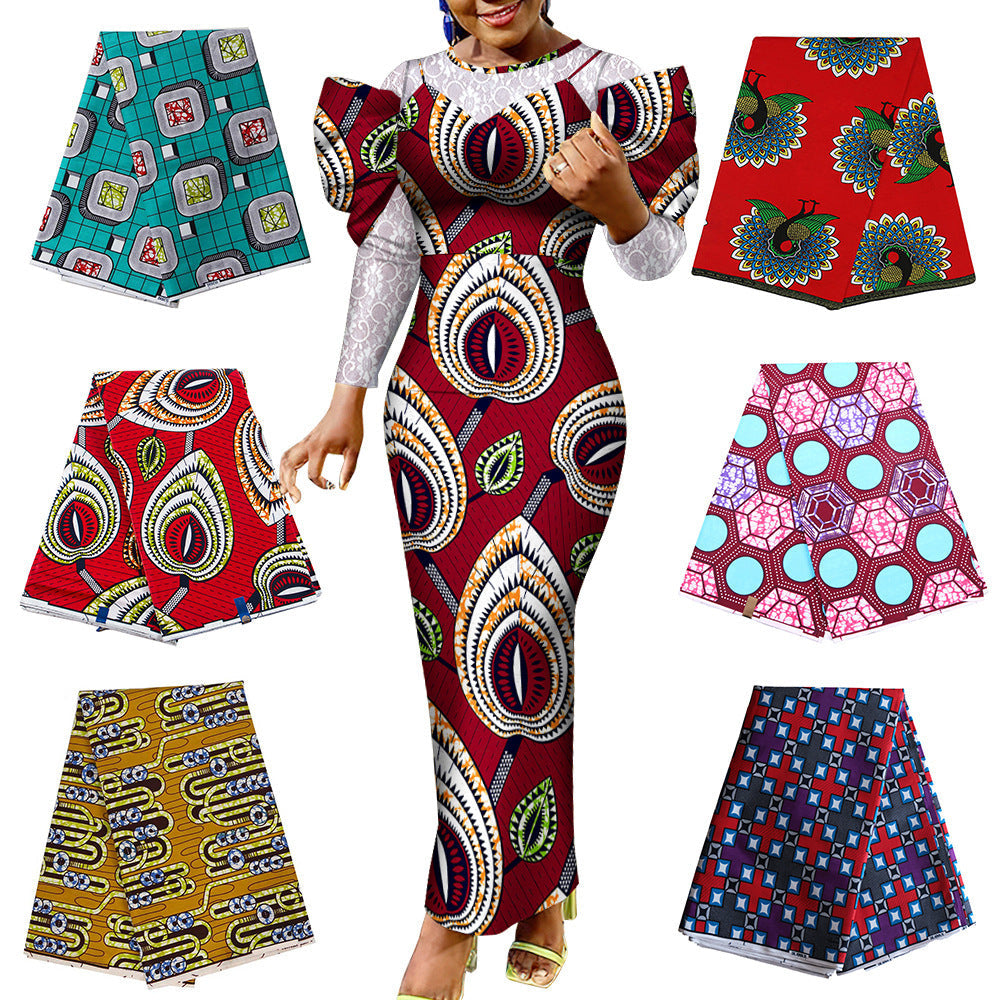 HKM-646931 African Ethnic Batik Double-sided Printed 100% Cotton Fabric - Versatile for Apparel and Home Décor