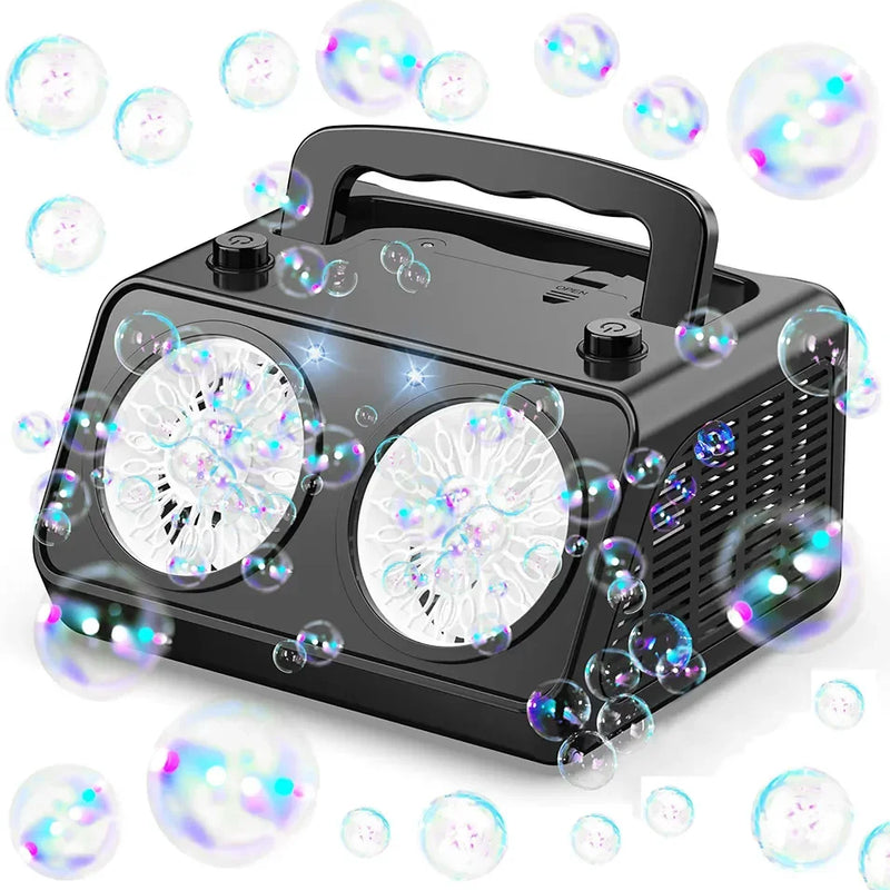 HKM-647059 Automatic Bubble Maker Machine for All Ages - Portable Electric Bubble Blower in Black or White